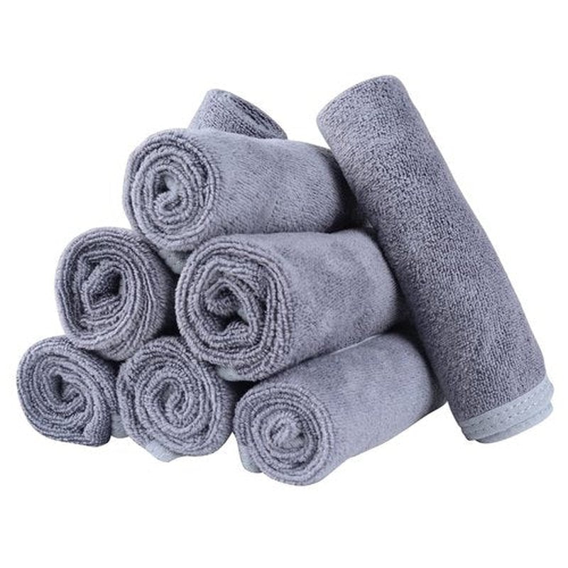 Mars wings Microfiber Facial Cloths (Facial Towels), 8 Pack (12 x 12 inch), Super Absorbent, Quick Drying Fast, Soft, Eco-Friendly, for Facial Wash Cleansing, Make-up Removal, Baby and Travel (Grey)
