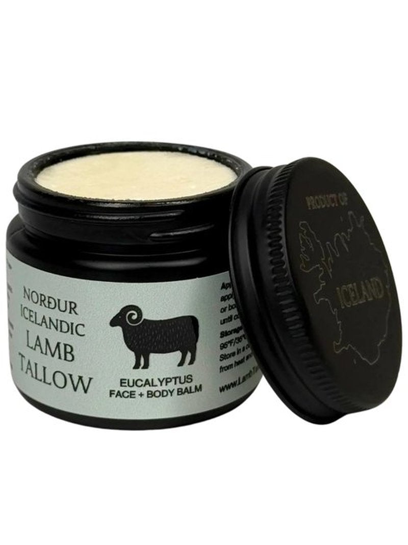 NORDUR 100% Icelandic Lamb Tallow for Skin Care - Face + Body - Whipped Moisturizer from Free Roaming Icelandic Lambs - Ultra Nourishing, 2 FL. oz. (Eucalyptus)