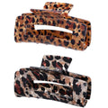 Textention 4 Inch Tortoise Hair Claw Clips, Large Acrylic Banana Barrettes Jaw Clips, Fashion Strong Hold Leopard Print Stylish Hair Accessories for Women Thin Thick Hair (2pcs)