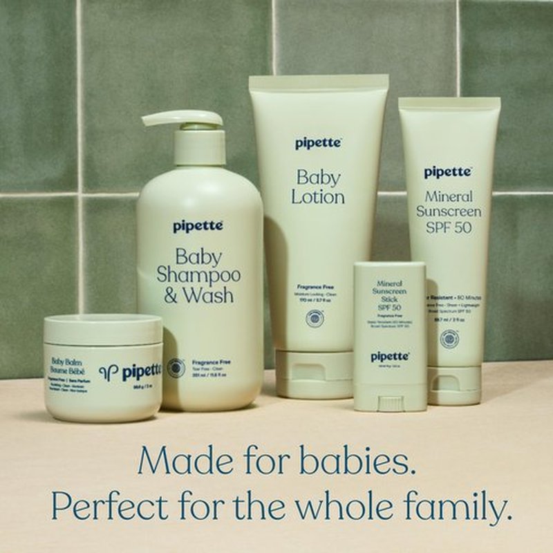 Pipette Baby Eczema Lotion Duo, Pack of 2, Fragrance Free Eczema Cream and Moisturizer, Lotion for Newborn, Sensitive Skin, and Kids, Baby Care Products, Non-Toxic and Hypoallergenic
