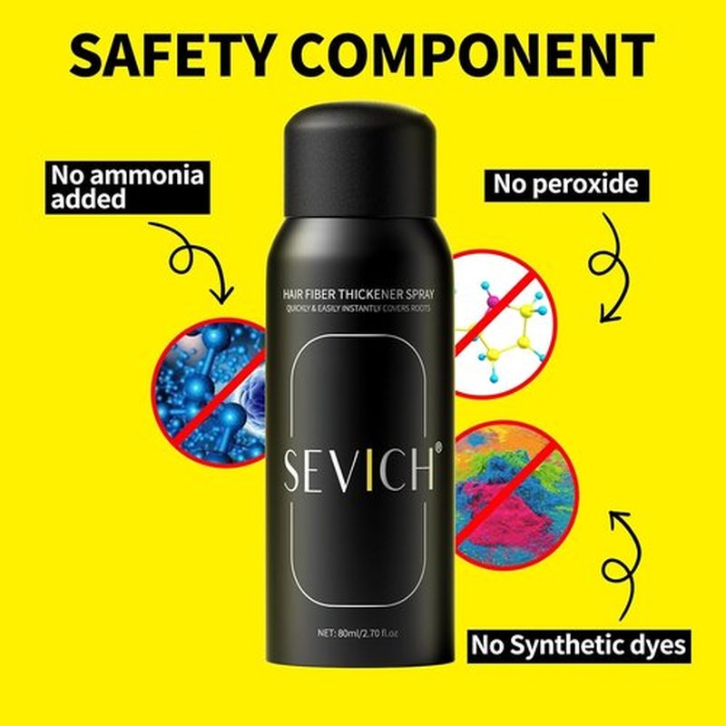 Sevich Hair Fiber Spray - Instant Hair Thickening Solution for Men & Women | Waterproof, Natural Look, 80ml Dark Brown