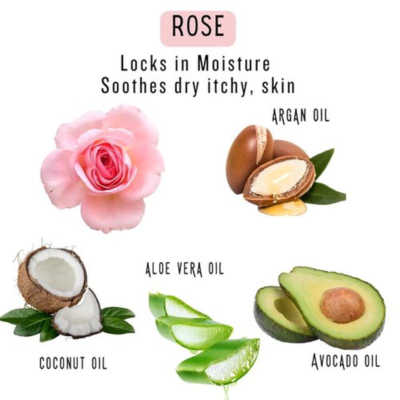ROSE Natural Body Wash - Hydrating & Gentle Cleanser for Dry/Sensitive Skin | 16oz, Sulfate & Dye Free