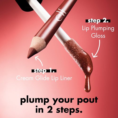 e.l.f. Lip Plumping Gloss - High-Shine Hydration for Fuller Lips | Mocha Twist, 0.1 Fl Oz
