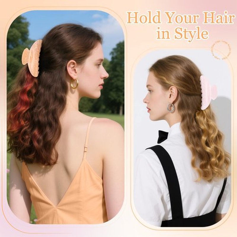 HairChrysm 4.2 Inch Large Acrylic Claw Clips, Cute Champagne Blonde Hair Clips Strong Hold Hair Claw Barrettes for Thick Thin Hair, 4 Pack Stylish French Hair Accessories for Women Girls