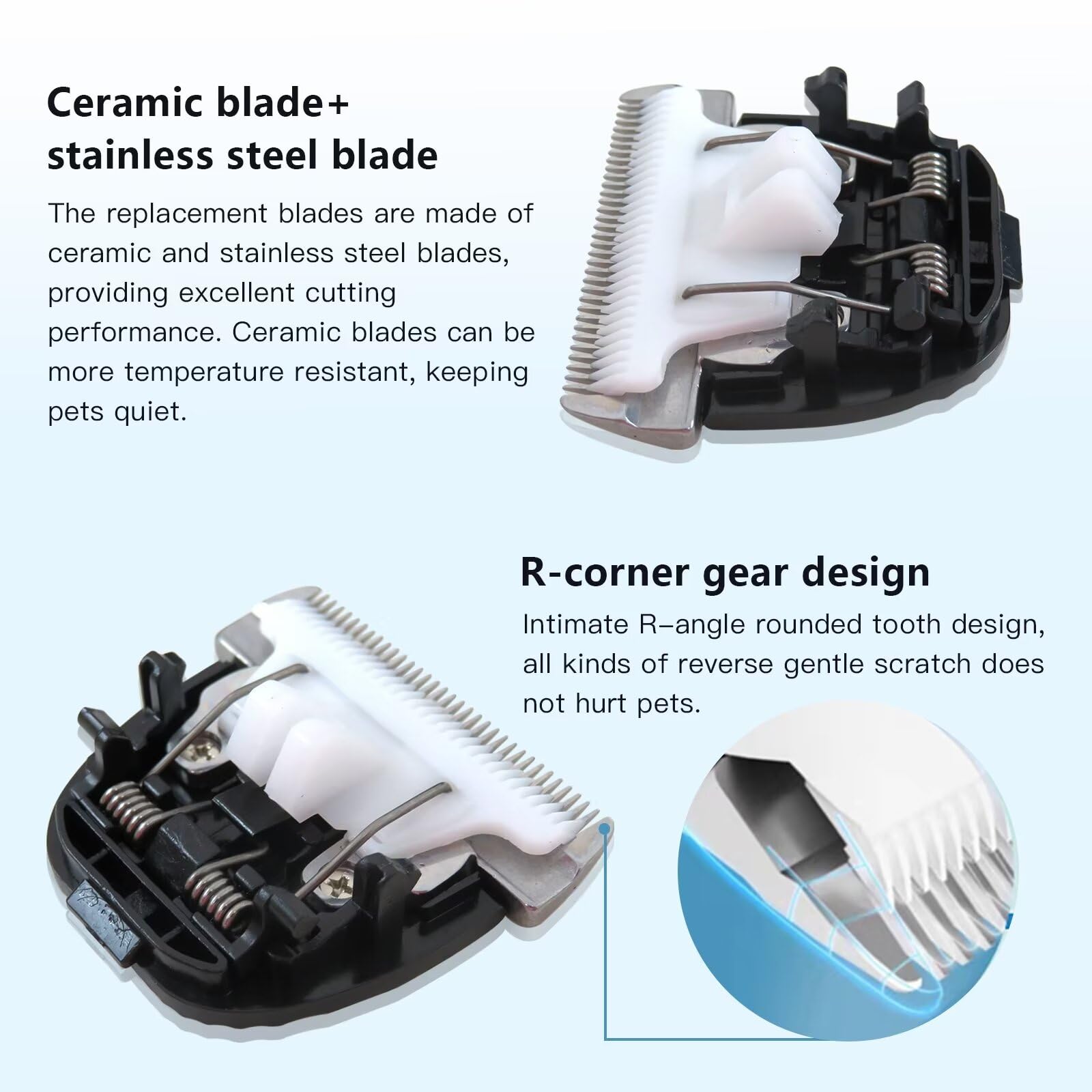 Replacement Blades 2 Pack for ONEISALL Dog Hair Vacuum and Dog Grooming Kit, Low Noise Pet Clipper Replacement Blade - by GRABOTE