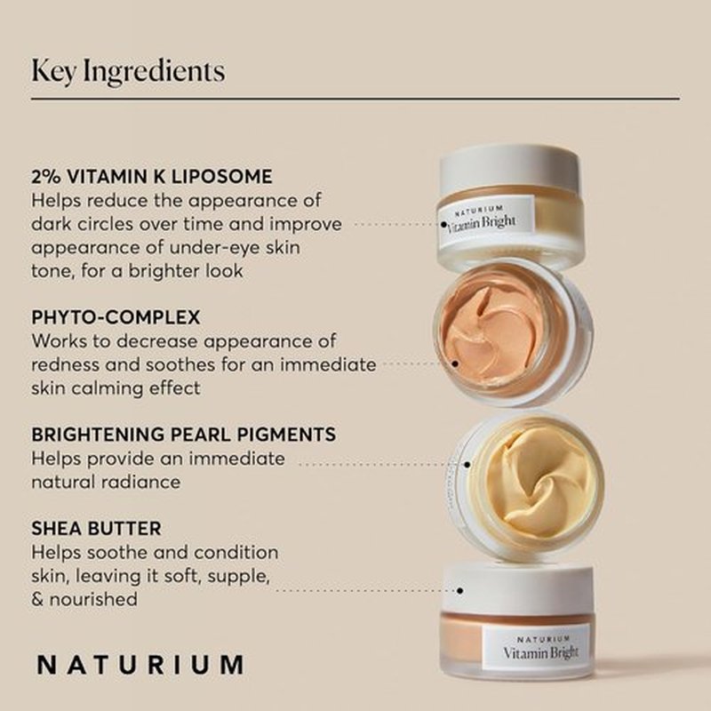 Naturium Vitamin Bright Eye Cream - Illuminating Under Eye Repair for Dark Circles, Light/Medium, 0.5 oz