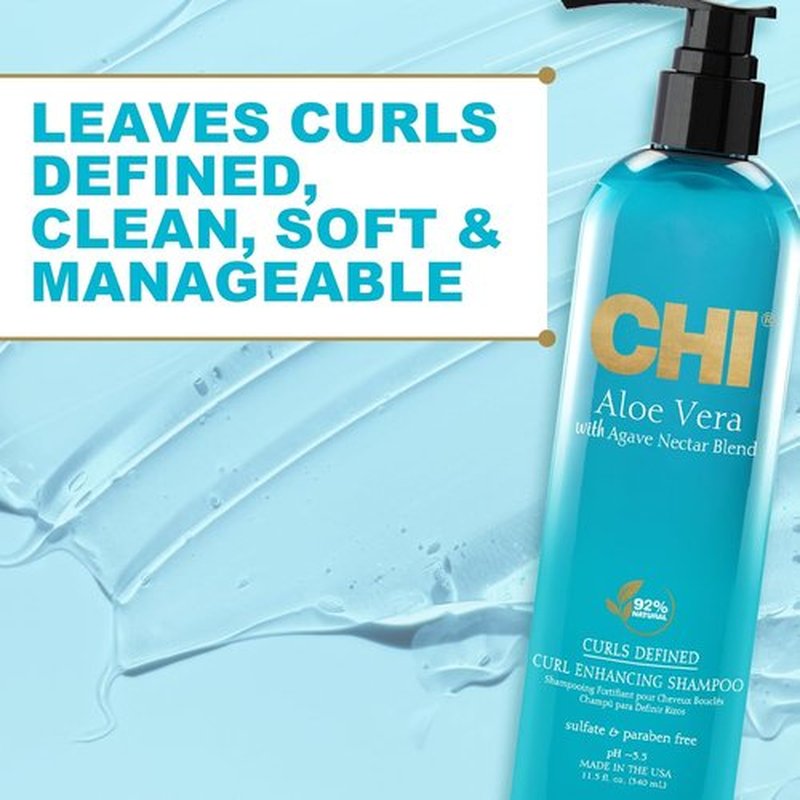 CHI Aloe Vera Curl Enhancing Shampoo - Moisturizing Formula for Curly Hair | 11.5 Oz, Sulfate & Paraben-Free