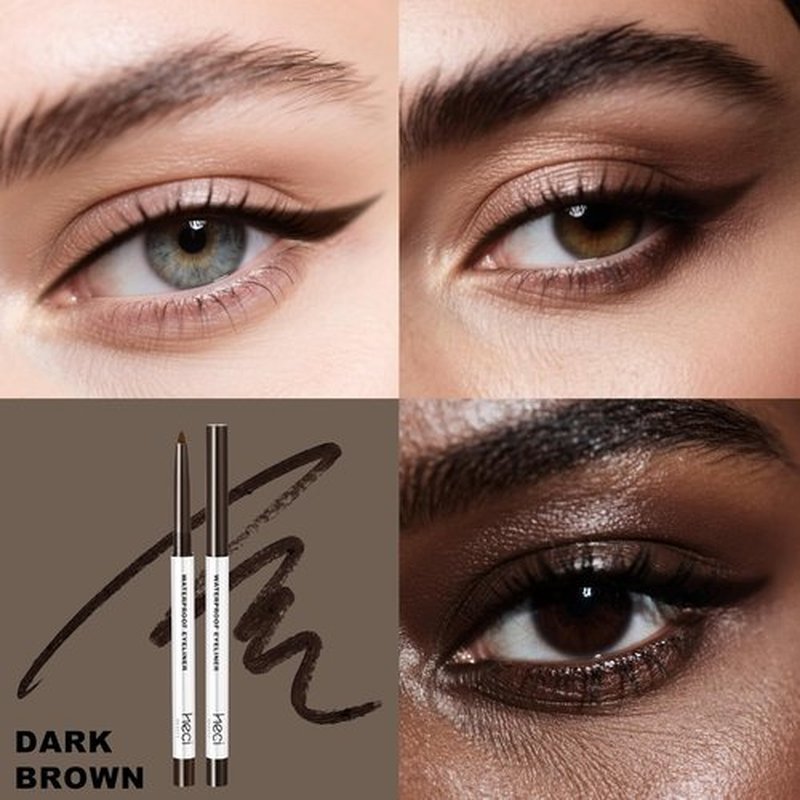 HECI BEAUTY Gel Eyeliner Pencil - Ultra-Smooth, Waterproof & Smudge-Proof | Longwear Dark Brown, 24HR Wear