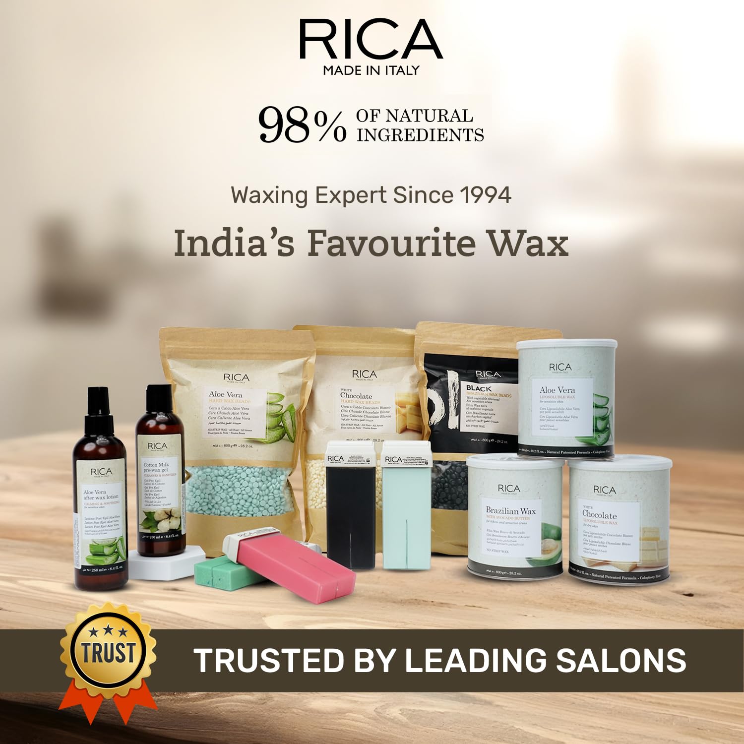 Rica Aloe Vera Roll-On Wax Kit (Set of 2 Refill Wax) 100 ML - Made in Italy