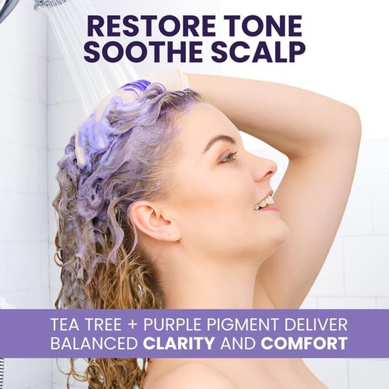 Tea Tree Purple Shampoo & Conditioner Set with Rosemary & Aloe, Professional Anti Brass Toner, Removes Yellow Tones for Gray, Bleached, White & Blonde Hair, Refreshes Scalp, Sulfate-Free