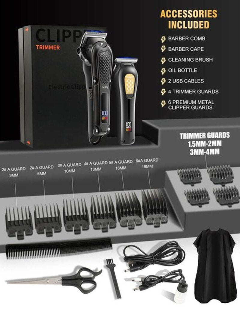 Haokry Hair Clippers & Trimmer for Men,Professional Barber Clippers and Trimmers Set,Mens Cordless Hair Clipper for Barbers Haircut Kit,Beard Trimmer,Rechargeable Electric Shaver