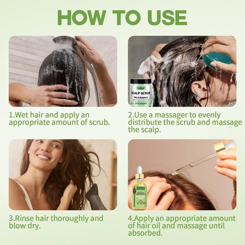 Rosemary Scalp Exfoliator & Clarifying Shampoo Scalp Scrub - 3-in-1 Scalp Treatment with Mint Oil Hair Treatment to Clarify and Remove Build Up - Silicone Scalp Massager Rosemary Oil for Hair Growth