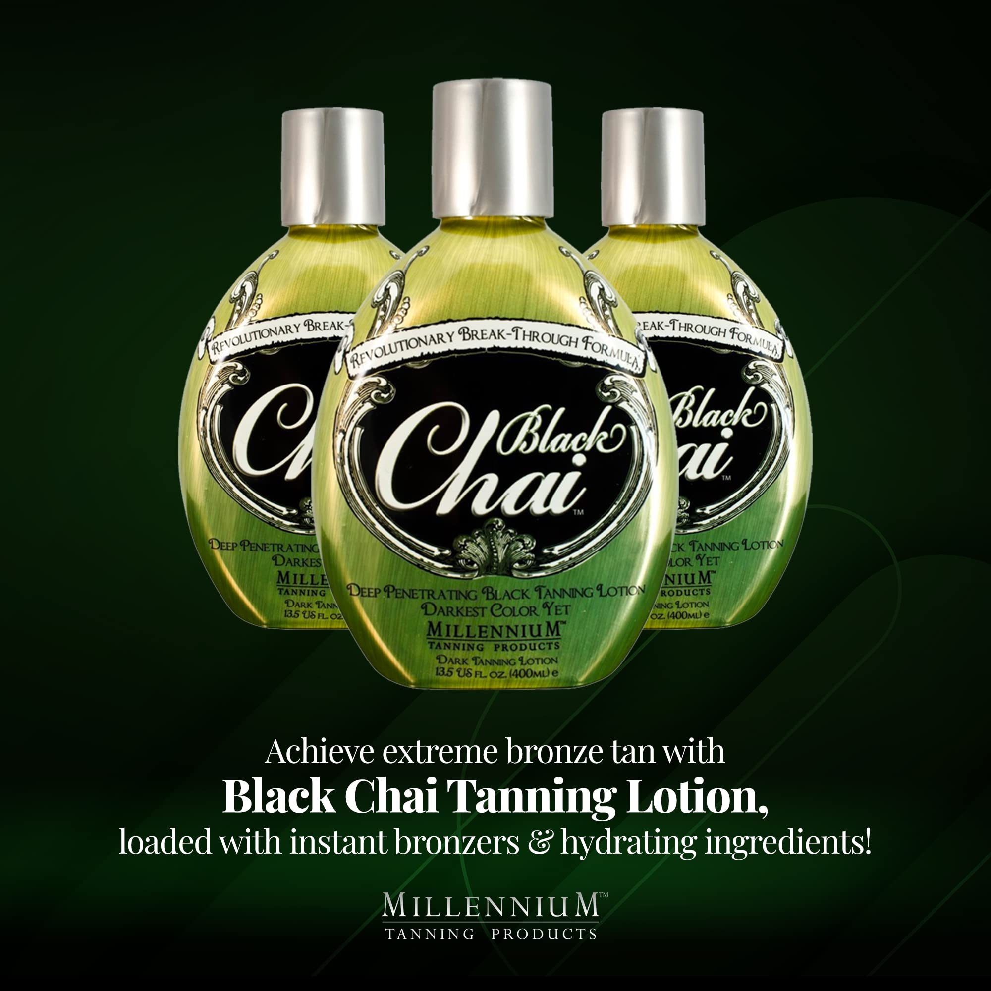 Millennium Tanning Products BLACK CHAI Unique Auto-Darkening Tan Technology Tanning Lotion - 13.5 oz