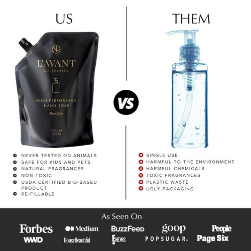 L'AVANT Collective High Performing Hand Soap Refill | Luxurious Ingredients for Soft & Smooth Hands | Fresh Linen Scent | 32 FL oz/946 mL