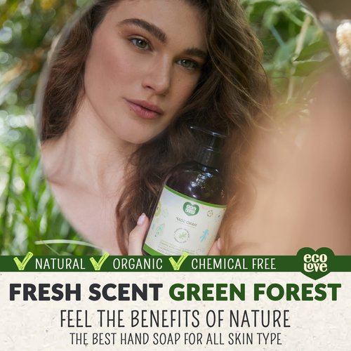 ecoLove - Natural and Organic Liquid Hand Soap - Organic Cucumber, Spinach & Parsley - No SLS or Parabens - Vegan and Cruelty-Free Hand Soap, 17.6 oz
