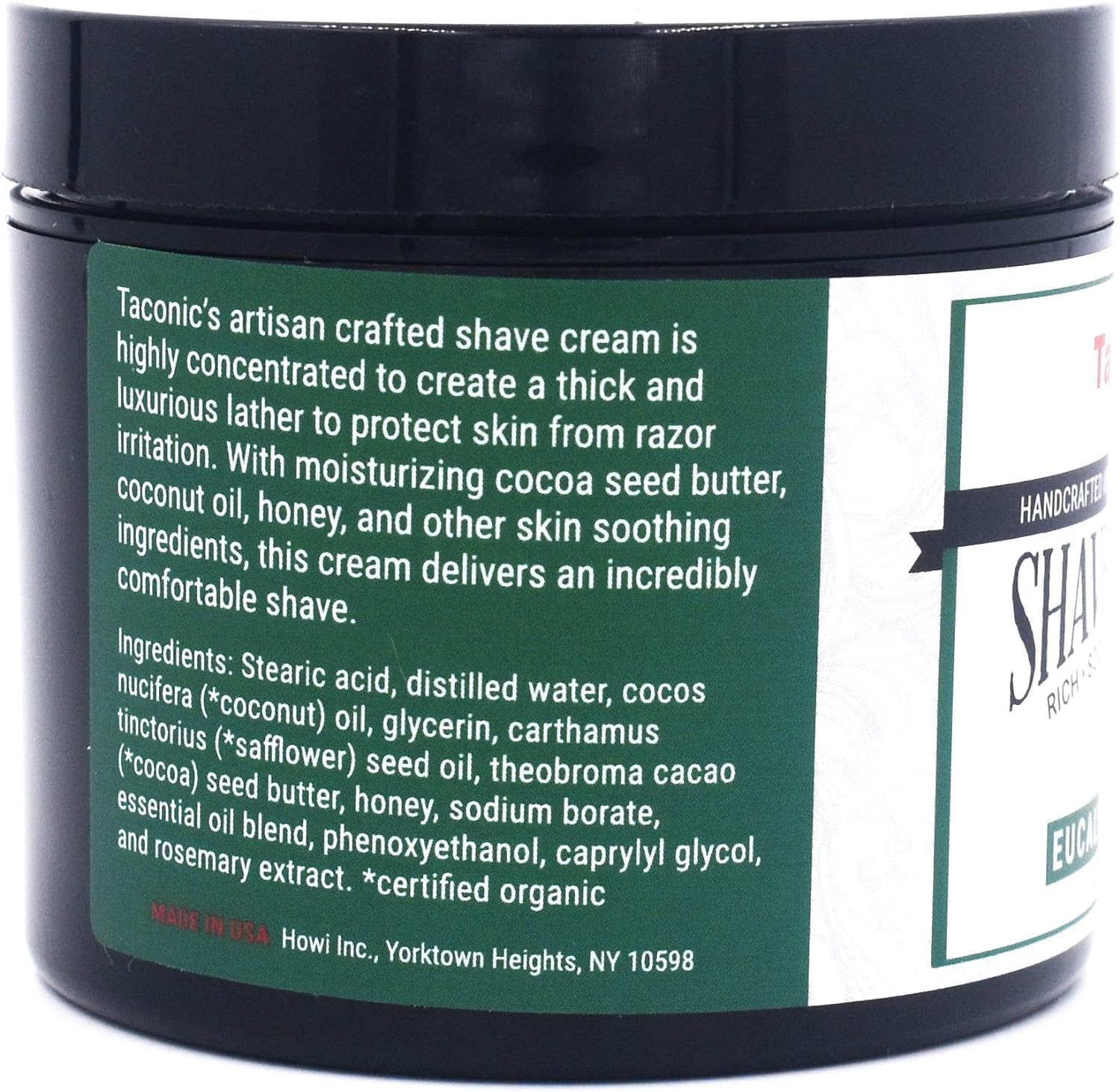 Taconic Eucalyptus Mint Concentrated Shaving Cream, Rich Lather, 4 oz