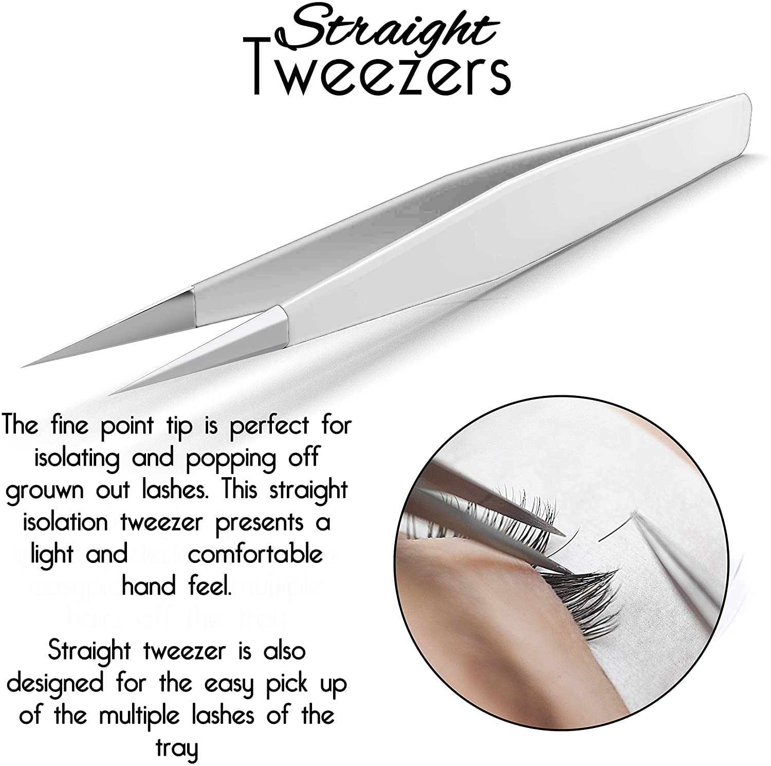 SIVOTE Eyelash Extension Tweezers for Classic & Volume Lashes, 2-Pack, White