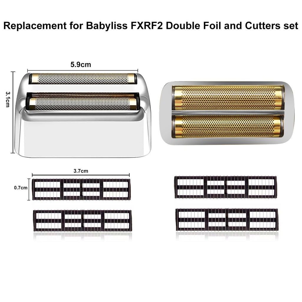 3 pack Professional Replacement Foil and Cutters for BaBylissPRO Barberology Double Foil Shaver, Compatible with BaBylissPRO Barberology FXFS2 Shaver，silver