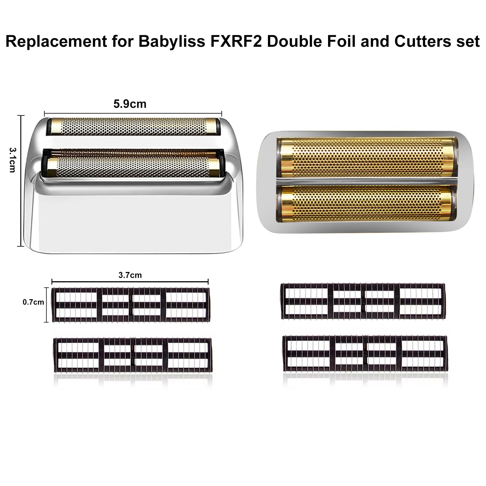3 pack Professional Replacement Foil and Cutters for BaBylissPRO Barberology Double Foil Shaver, Compatible with BaBylissPRO Barberology FXFS2 Shaver，silver