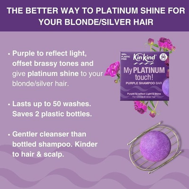 KinKind Toning Purple Shampoo Bar - Perfect for Blonde, Silver & White Hair | Vegan Solid Travel Bar - Up to 50 Washes