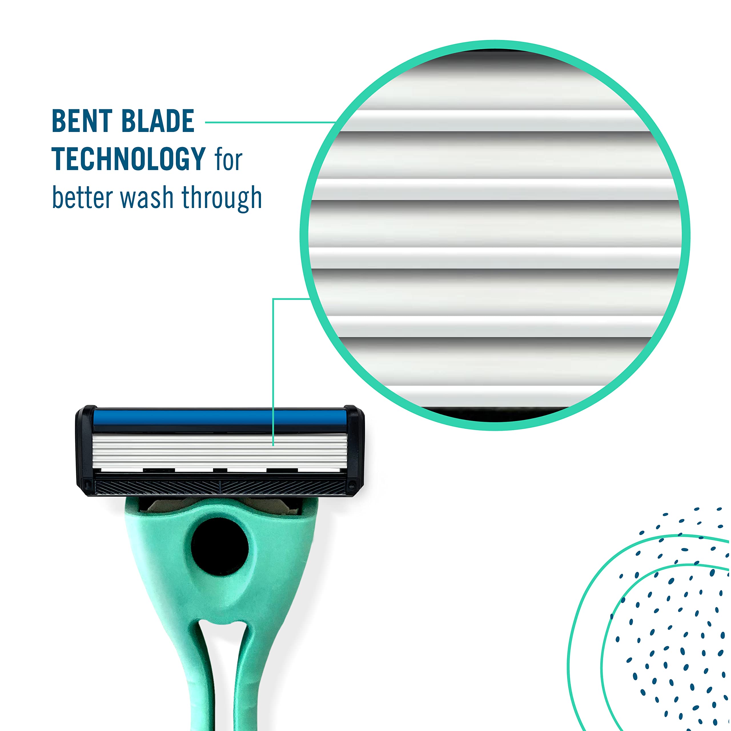 Preserve Shave 5 Five Blade Refillable Razor, Made from Recycled Materials, Navy Blue and Preserve Five Blade Replacement Cartridges Wave Edition (4 Count) Bundle