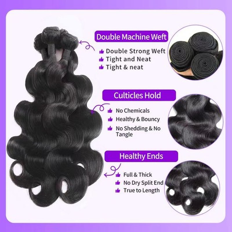 DDODLA Body Wave Bundles with Closure Human Hair 18 20 22 24 + 16 Inch Brazilian Human Hair 3 Bundles with 4x4 HD Lace Closure Part 12A Grade 100% Unprocessed Virgin Hair