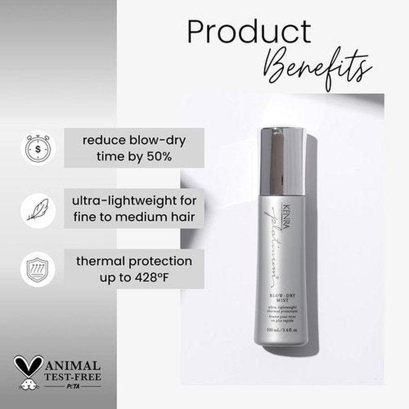 Kenra Platinum Blow-Dry Mist - Ultra-Lightweight Thermal Protectant | Detangles & Smooths Fine to Medium Hair
