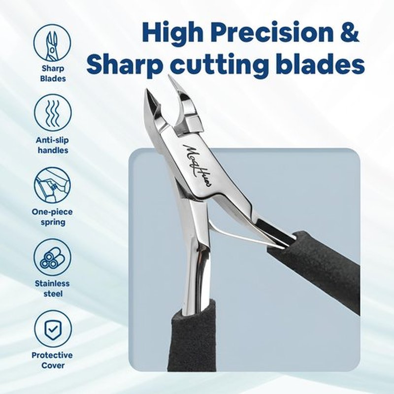 Cuticle Nipper/Cuticle Trimmer Set-4mm Jaw Length, 2 Pack Stainless Steel Nail Tools with Ergonomic Thick Comfort Grip, Professional Cuticle Remover Kit for Manicure, Valentine Day Gift (Black)