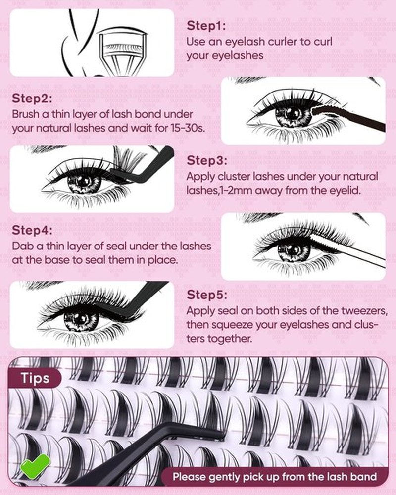 OKAYLOVE Manga Lash Clusters Kit, BUNNY 8-18mm Anime Cluster Eyelash Extensions Kit, 120pcs CC Curl Fairy Wipsy Lashes Clear Band Natural Eyelashes with Bond and Seal, Remover, Tweezers
