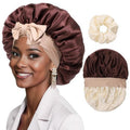 Mulberry Silk Bonnet Sleeping Women Curly Hair Bonnets Tie Band Double Layer Reversible Sleep Bonnet Silk Hair Wrap Sleep Cap