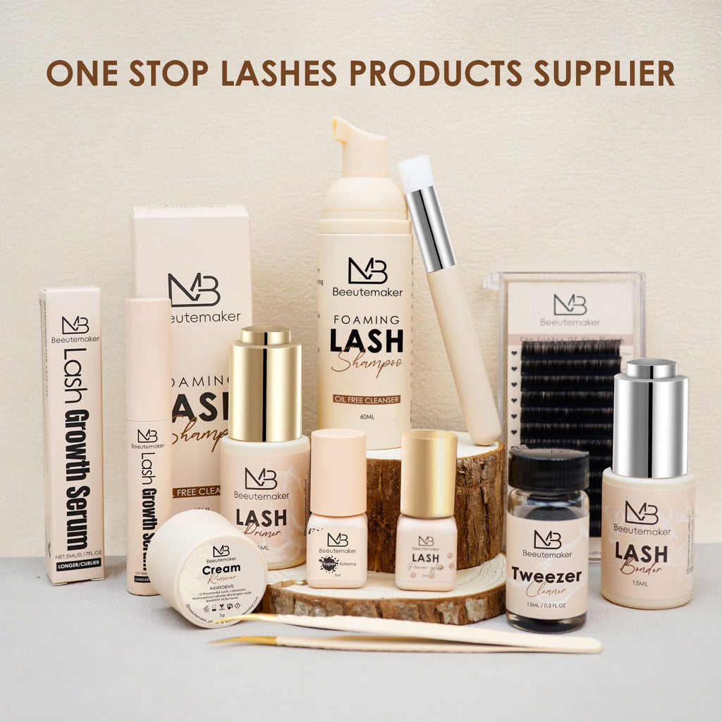 Beeutemaker Super Lash Bonder for Eyelash Extensions, Beige Waterproof Lash Sealant, Speed Up Glue Drying Time, Reduces Fumes, Longer Retention - 15ml