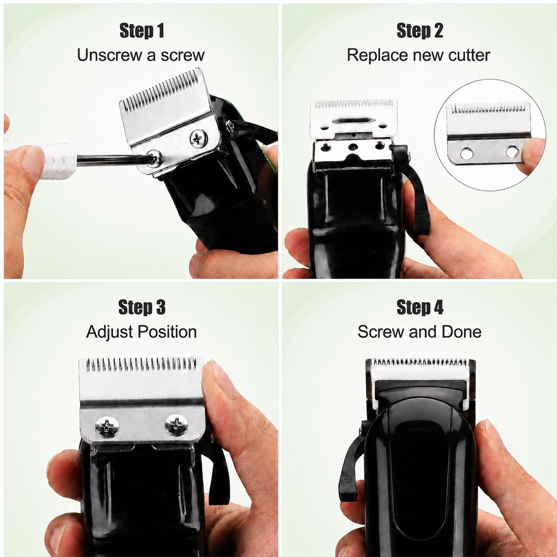 Poweka Replacement Clipper Blade Compatible with W-AHL #30-15-10 Pro Ion, Iron Horse, Show Pro Plus, U-Clip, and Deluxe U-Clip，Professional Pet Animal Dog Standard Adjustable Blade Set