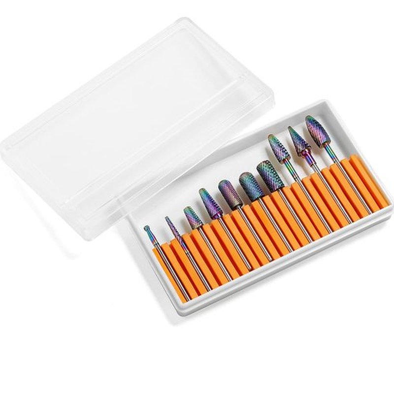 ERUIKA Nail Drill Bits Set, 10Pcs Tungsten Carbide Drill Bits for Nails Remove Acrylic Poly Nail Gel Polish, 3/32" Nail Files for Nail Cutter Cuticle Manicure