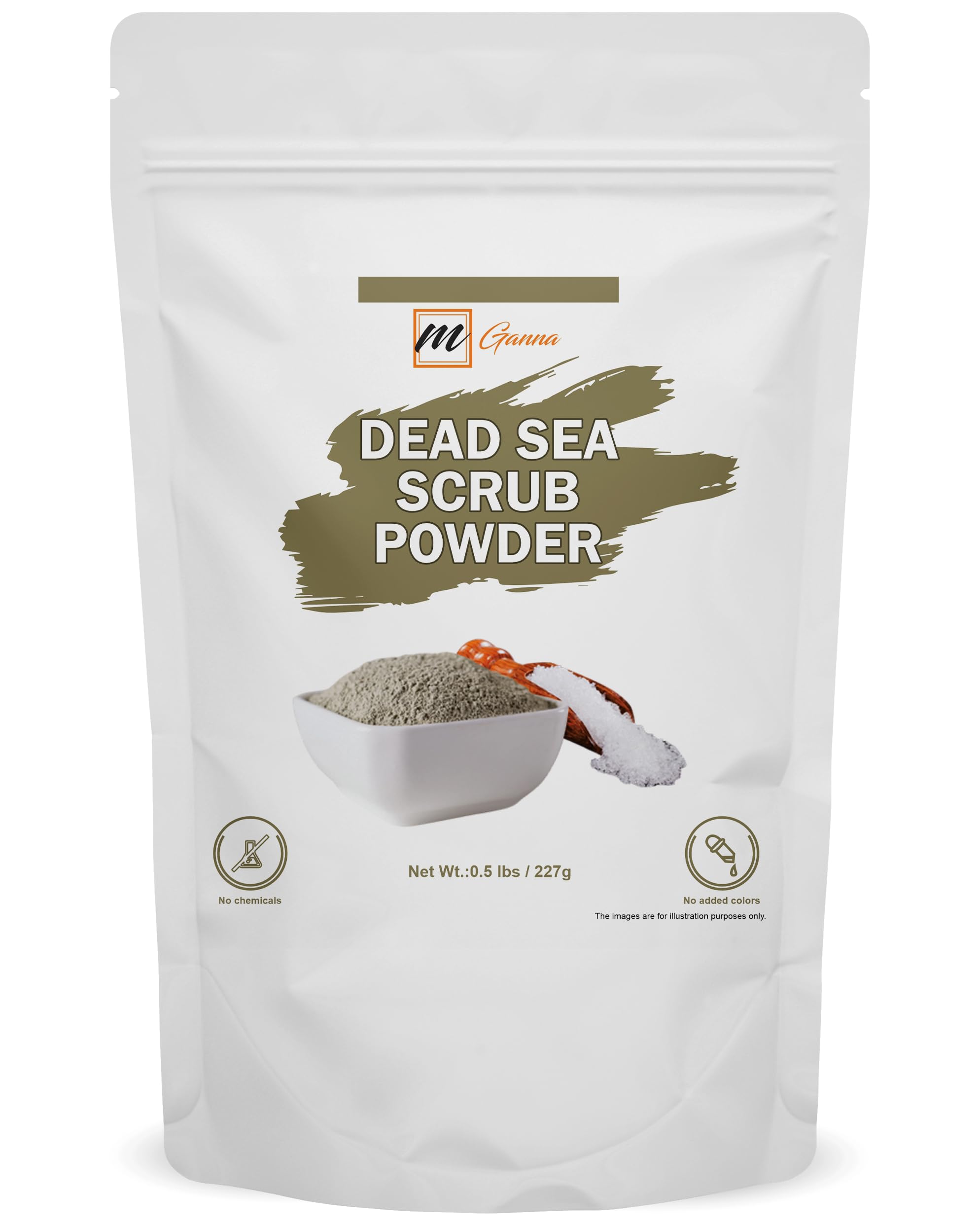 mGanna Dead Sea Exfoliating Scrub (Dead Sea Mud + Epsom Salt) Face Cleanser, Smooth Soft Body Peels and Cosmetic Formulations 0.5 LBS / 227 GMS