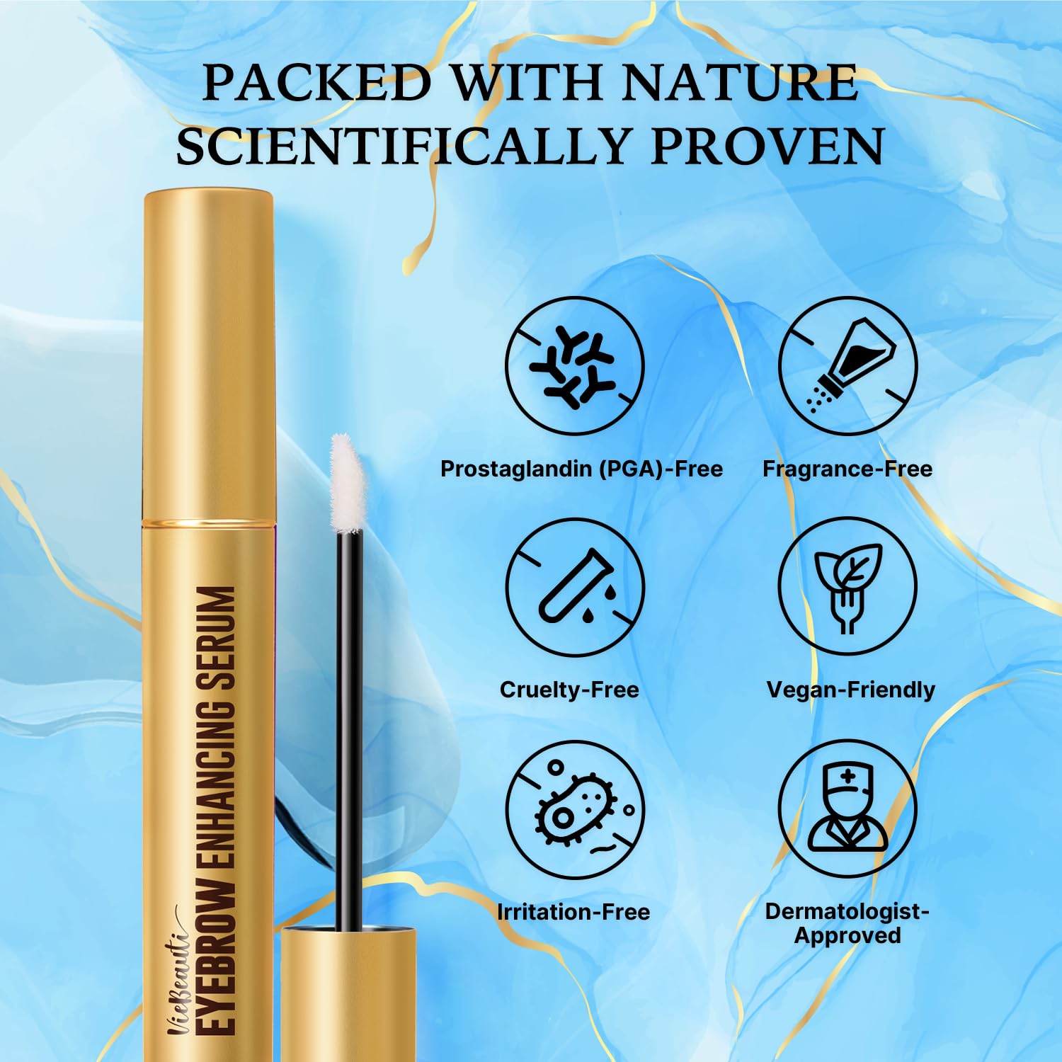VieBeauti Eyebrow Growth Serum 5mL: Eyebrow Serum to Grow Brows with Advanced Formula to Boost Longer Fuller and Thicker Looking Eyebrows