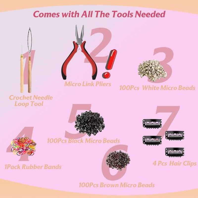 GTTUKK 6600+ Strands Hair Tinsel Kit with Tools, 22 Colors 48 Inch Fairy Hair Extensions with Silicone Beads, Plier & Hook for Women Party(With 1 plier)
