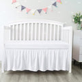 Skiennix Crib Bed Skirt - 28” x 52” with 14” Drop | Soft Solid White Pleated Design for Nursery