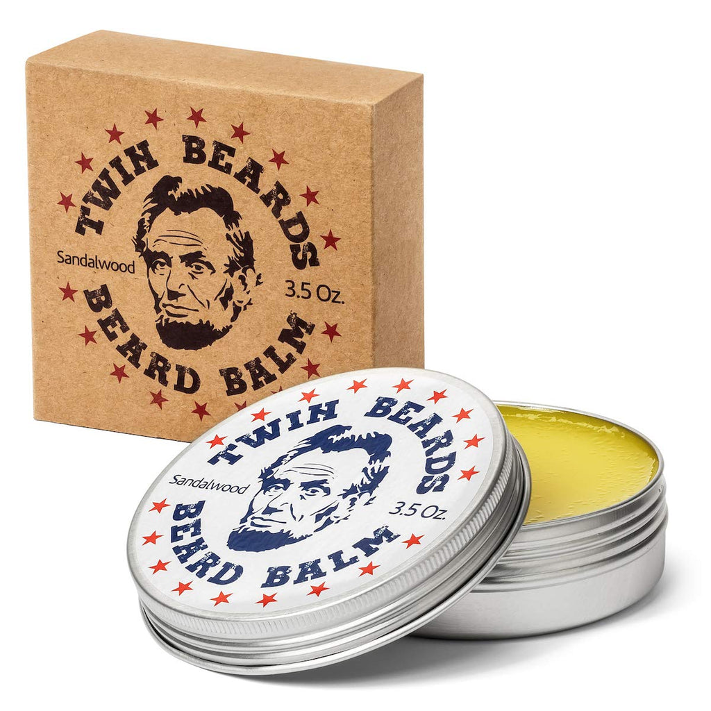 Twin Beards Sandalwood Beard Balm | Conditions & Strengthens for a Softer & Thicker Beard | Cocoa Butter, Bees Wax & Jojoba Oil | 3.5 oz