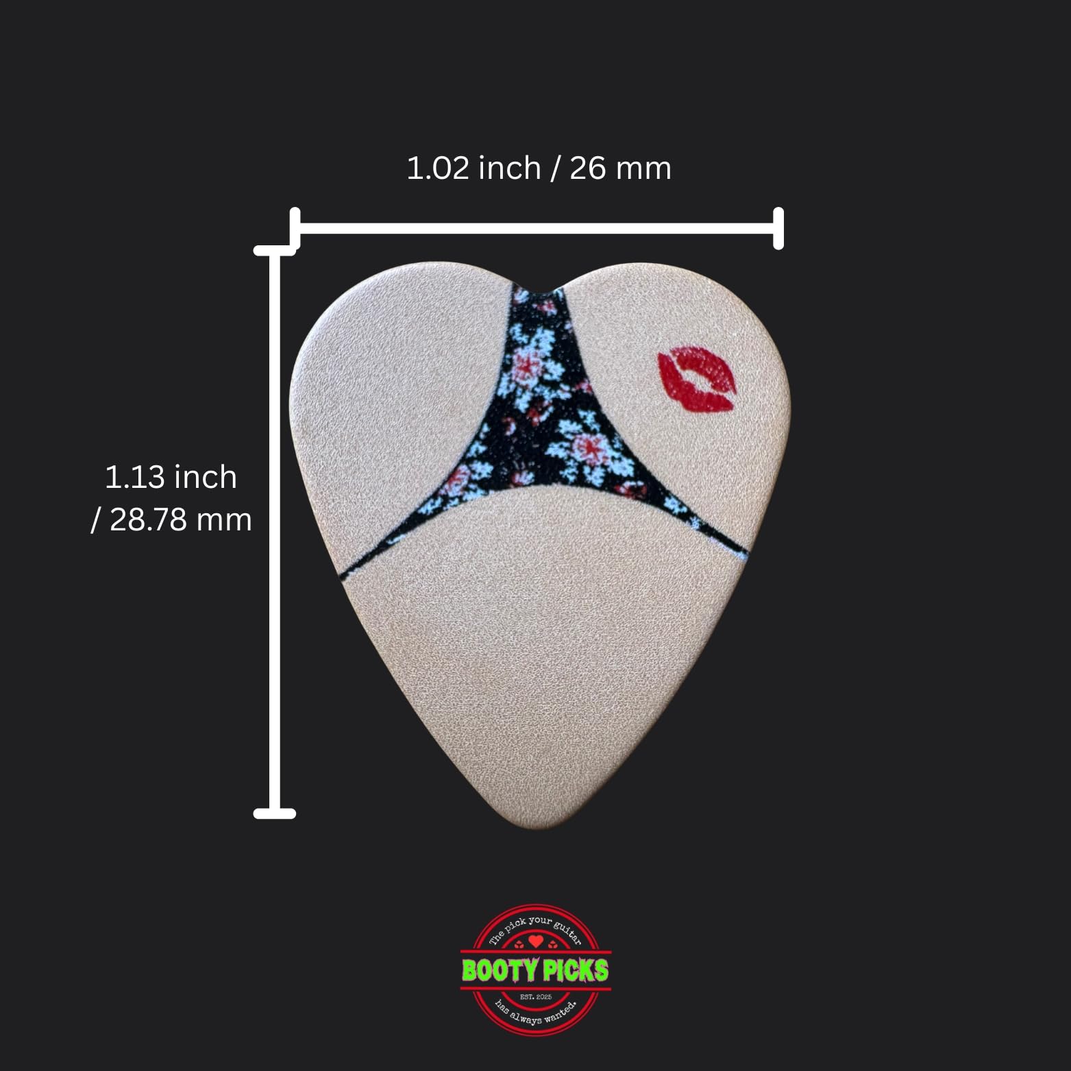 BOOTY PICKS Premium Celluloid BOOTY themed Guitar Picks, BOOTY PICKS Variety Pack with Novelty Designs, Light (.46mm), Medium (.71mm), Heavy (.96mm), (6 count)