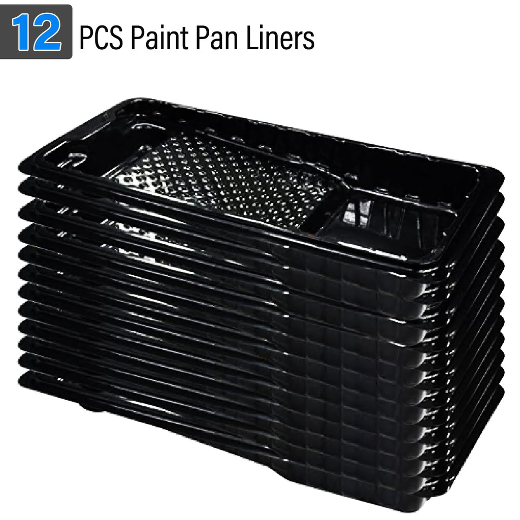 Great Andrew Jumbo Paint Roller Tray Liner 4 Inch, 12 PCS Disposable Small Plastic Paint Trays Liners Perfect for Smaller Projects, DIY Painting etc. (Black)
