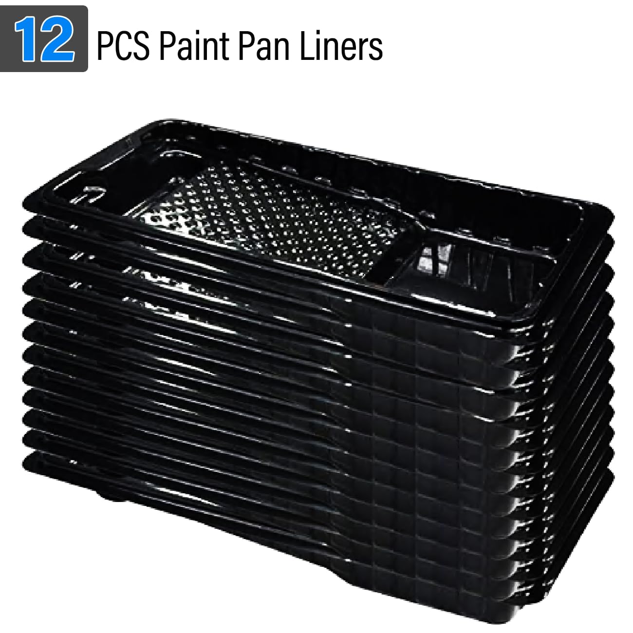 Great Andrew Jumbo Paint Roller Tray Liner 4 Inch, 12 PCS Disposable Small Plastic Paint Trays Liners Perfect for Smaller Projects, DIY Painting etc. (Black)