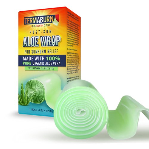 TermaBurn Aloe Wrap for Sunburn Relief – Hydro-Gel Aftersun Treatment with 100% pure aloe vera Gel | Second Skin aloevera gel for burns and peeling irritation | Great for Tattoo Aftercare and Sun Care