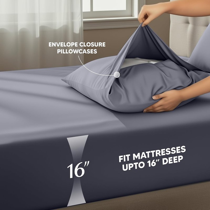 Utopia Bedding Queen Size Sheet Set - Soft, Breathable Microfiber | 4-Piece in Grey with Oeko-Tex Certification