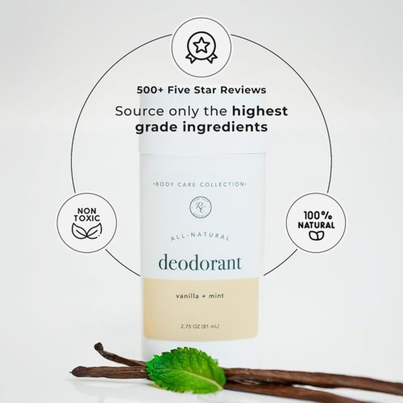 Rowe Casa Organics Vanilla & Mint Deodorant - Refreshing Paraben-Free Stick for Men & Women, 3 oz