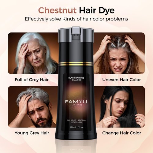 Black Hair Dye Shampoo, Hair Color Shampoo for Women and Men, Long-Lasting Hair Dye Herbal Ingredient Shampoos for Grey Hair Coverage 17oz