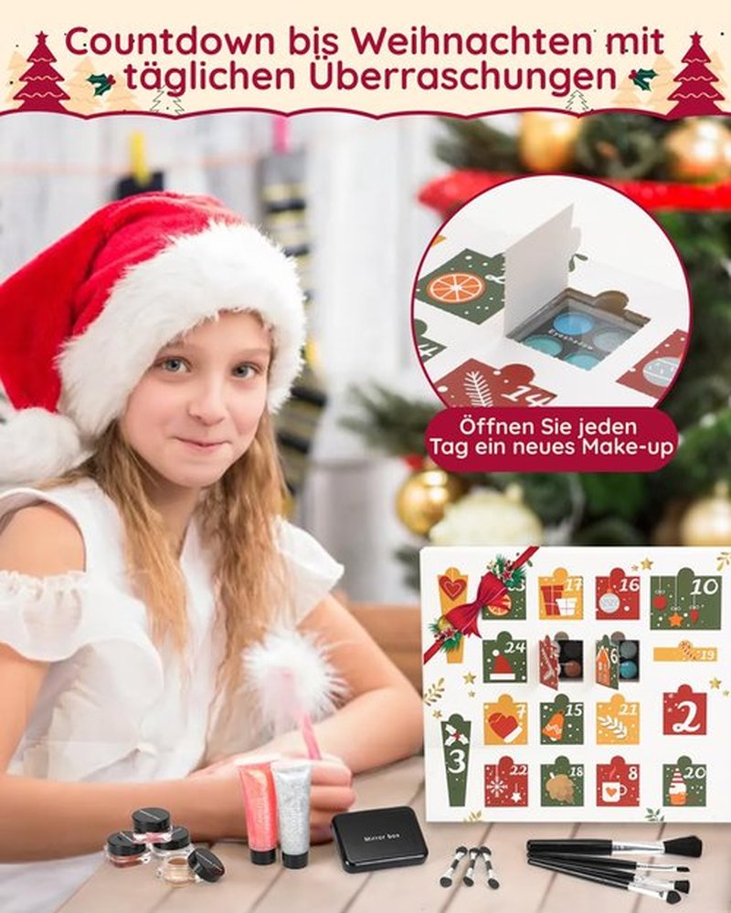 Gleamkid Makeup Advent Calendar 2026 for Teen Girls, 30pcs Advent Beauty Calendar, 24 Days Countdown Calendar Makeup Set, Gift Box for Tween Girls Make Up Kit