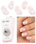 JMEOWIO Gel Nail Stickers Cream Pink White Flower Semi Cured Gel Nail Strips Wraps UV/LED Nails Art Design Decoration Accessories