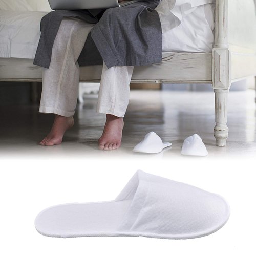 KRISMYA 24 Pairs Spa Slippers,Closed Toe Disposable Slippers,Non-Slip Slippers Fit Size for Men and Women for Hotel Home Guest Used,White