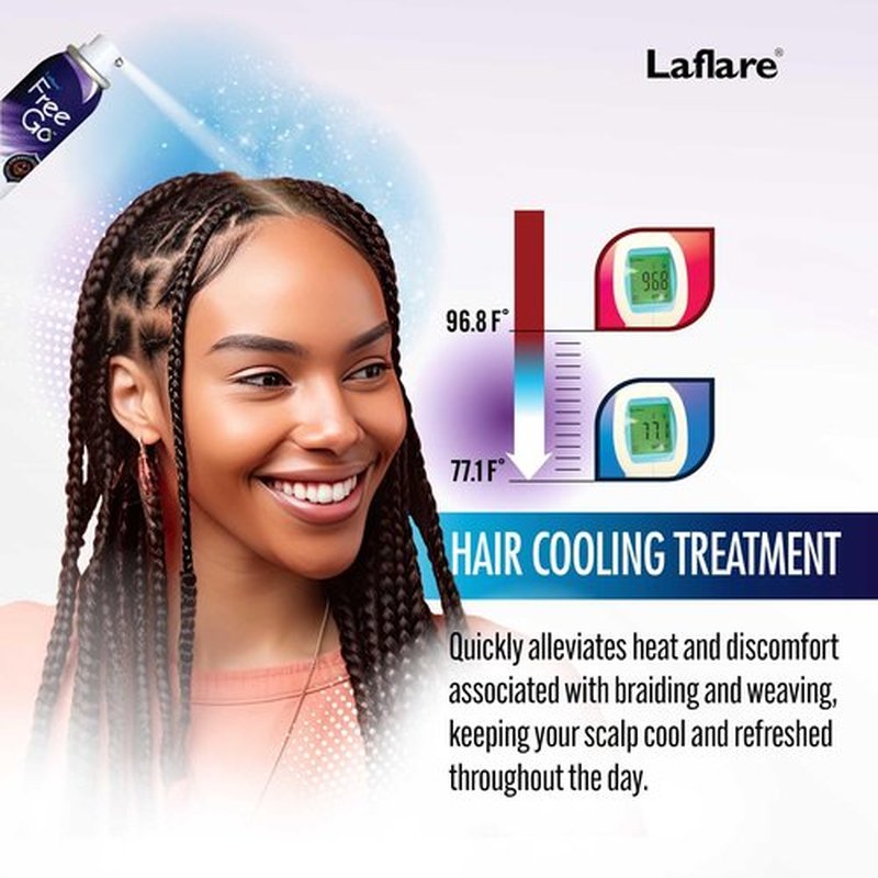 Laflare Laflare® Cooling Spray for Braiding, Wig & Weaving. Instantly Reduce Temperature & Relief Itchy Scalp and Skin, Vegan(Biotin, Tea Tree, Castor Oil) 80 ml (Travel Size, 1, Count)