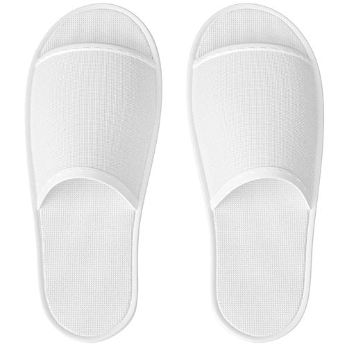 Maeline 12 Pairs Spa Slippers, Open Toe, Breathable, Non-Slip, Disposable Slippers for Guests, Family, House, Indoor, Hotel, Retreat, Salon, Wedding, Travel for Women & Men, White